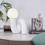Modern Table Lamp  Curved Pink Resin with Glass Globe - Product detail 15