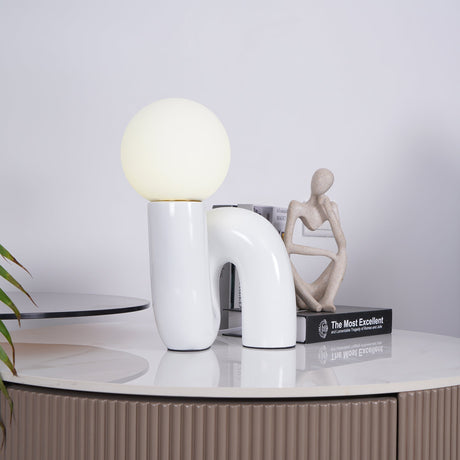 Modern Table Lamp  Curved Pink Resin with Glass Globe - Product detail 16