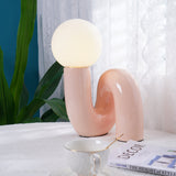 Modern Table Lamp  Curved Pink Resin with Glass Globe - Product detail 11