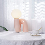 Modern Table Lamp  Curved Pink Resin with Glass Globe - Product detail 10