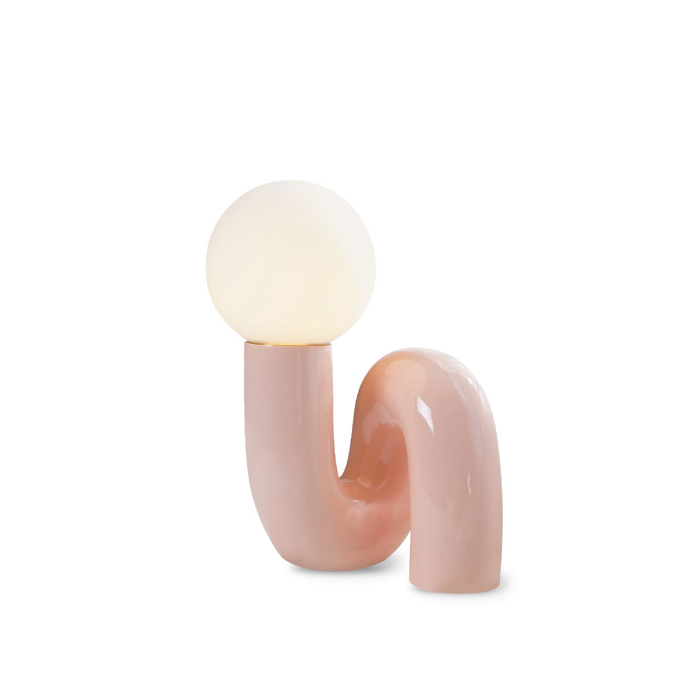 Modern Table Lamp  Curved Pink Resin with Glass Globe - Product detail 33