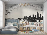 Car mural wallpaper showcasing speed theme in modern entertainment room