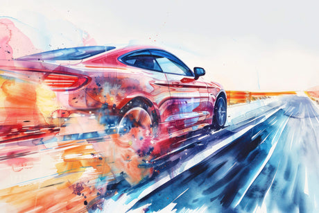 Design file showing black racing car with gold explosion effect pattern