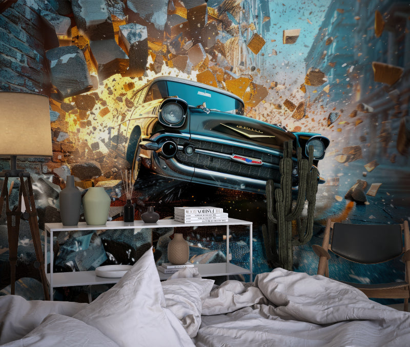 3D car wallpaper in game room showing dynamic motion effect