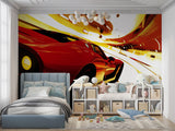 Racing mural creating wow factor in urban apartment setting