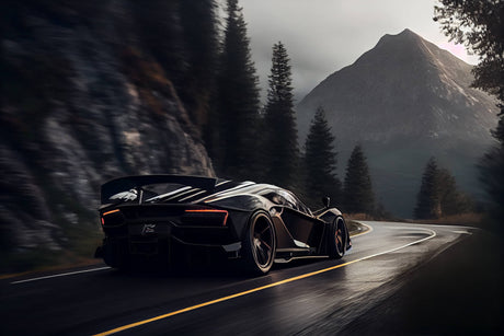 Sports car mountain road design file showing detailed night scene pattern