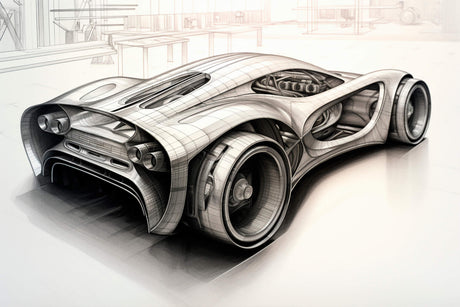 Design file of sports car technical drawing wallpaper showing detailed sketch pattern