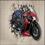 3D Motorcycle Breaking Wall design file showing detailed pattern and realistic texture effects