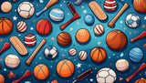Sports theme wallpaper design file showing floating balls and stars pattern