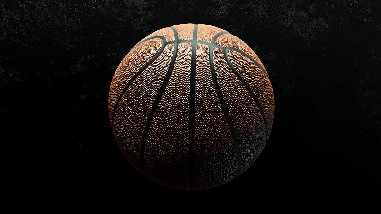 Basketball close-up design file showing detailed leather texture and seam lines pattern
