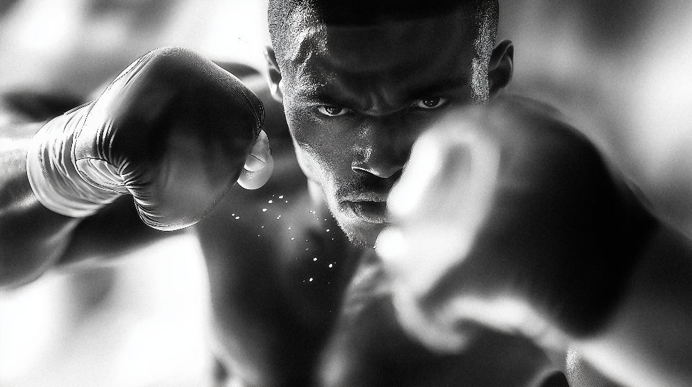 Boxing action wallpaper design file showing detailed black and white photography pattern