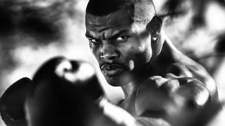 Boxing portrait wallpaper design file showing detailed monochrome pattern and sharp contrasts