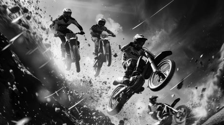 Motocross action design file showing detailed black and white pattern with jumping riders