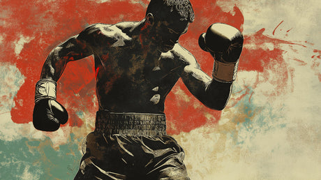 Boxing Champion design file showing detailed sports wall mural pattern with artistic splatter effects