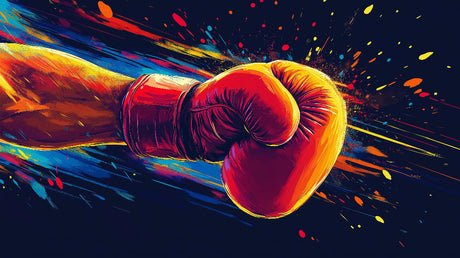 Boxing glove sports wallpaper design file showing detailed color splash pattern and artistic elements