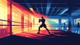 Boxing wallpaper design file showing silhouette against gradient sunset background