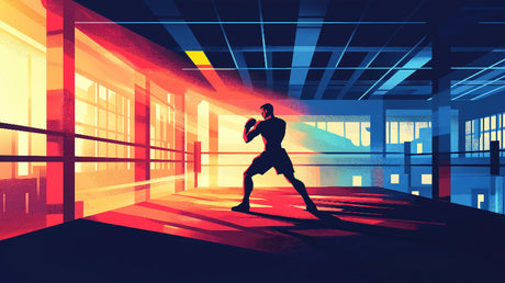 Boxing wallpaper design file showing silhouette against gradient sunset background