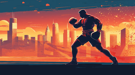 Boxing urban sunset design file showing detailed pattern and rich color palette