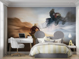 Adventure racing mural making statement in modern entertainment room