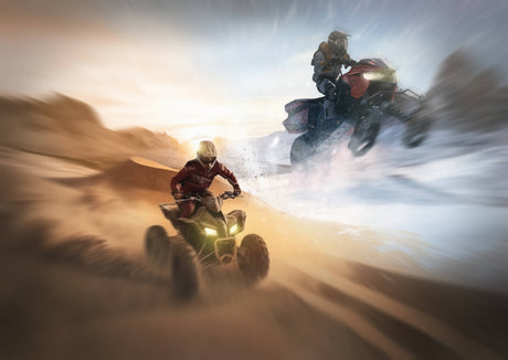 Design file showing complete ATV racing pattern with desert and mountain backdrop