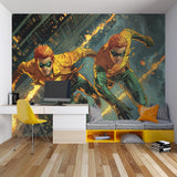 Athletic wall mural creating fun atmosphere in kids playroom