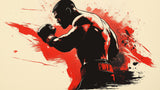Boxing wallpaper design file showing dynamic silhouettes with paint splatter effects