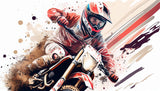 Motocross action design file showing detailed paint splatter effects and dynamic rider composition