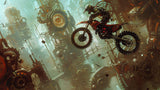 Design file of motocross wallpaper showing detailed sports action and industrial elements