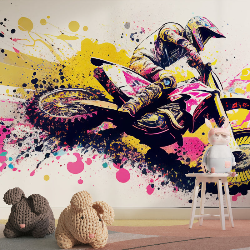 Sports wall mural creating energy in a contemporary game room setting