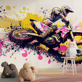 Sports wall mural creating energy in a contemporary game room setting