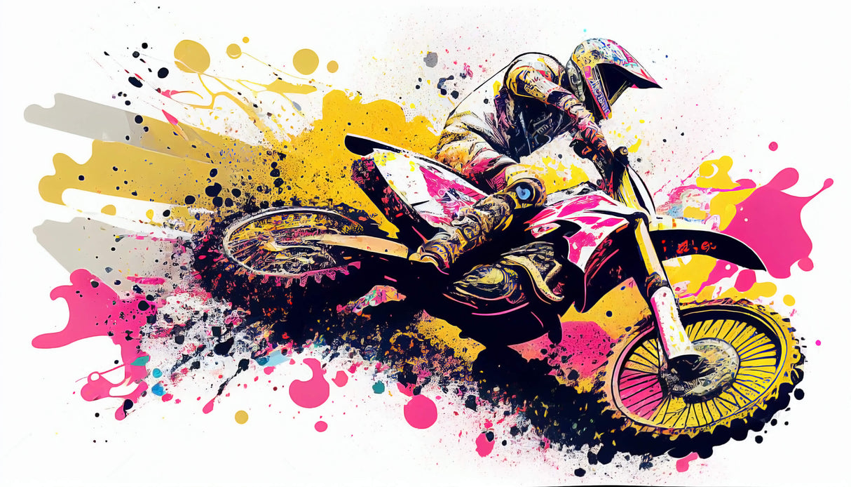 High-resolution design file showing pink and yellow motocross artwork pattern