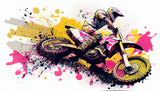 High-resolution design file showing pink and yellow motocross artwork pattern