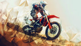 Design file showing detailed motocross pattern with geometric elements and dynamic racing movement