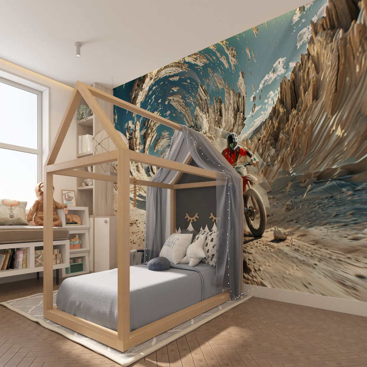 Action sports wallpaper creating impact in a home gym setting