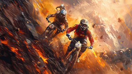 Motocross racing design file showing detailed pattern with dynamic riders and dramatic color effects