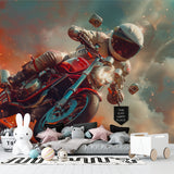 Astronaut motorcycle design displayed in an urban loft space