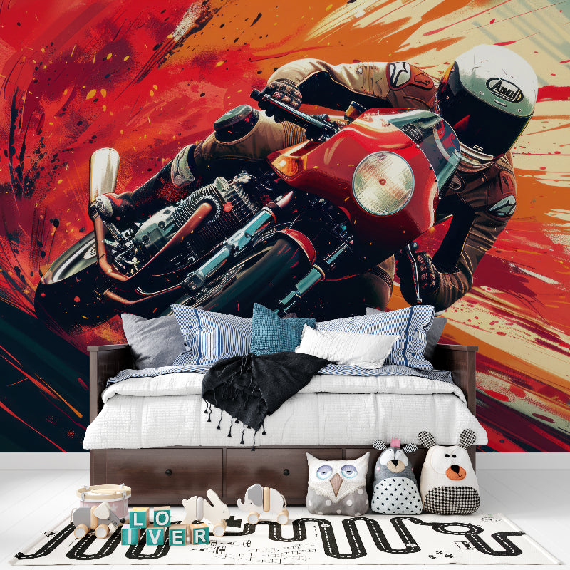 Sports themed wall mural showcased in modern entertainment area