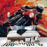 Sports themed wall mural showcased in modern entertainment area