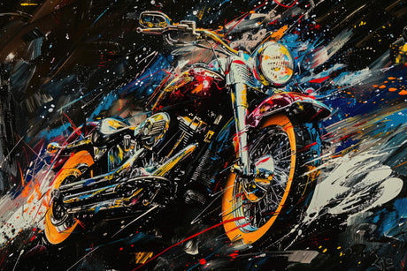 Motorcycle splash art wallpaper design file showing vibrant color palette and detailed pattern