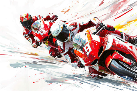 Racing Motorcycle design file with red bikes on white background, showing detailed pattern