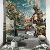 Man cave transformed with extreme sports wall mural in stunning abstract style