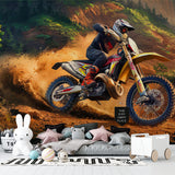 Sports mural adding excitement to a gym space with dirt bike design