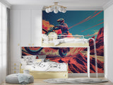 Desert motocross wallpaper creating dynamic atmosphere in home gym