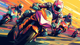 Design file of MotoGP racing street art wallpaper showing vibrant colors and dynamic movement