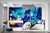 Sports mural creating an epic gaming room atmosphere with dramatic motocross scene