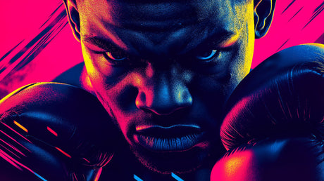 Neon urban art portrait design file showing vibrant sports theme pattern with electric color details