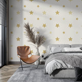 Star wallpaper making a statement in a minimalist living room design