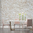 3D White Pebble Wallpaper creating a spa-like atmosphere in a modern bathroom