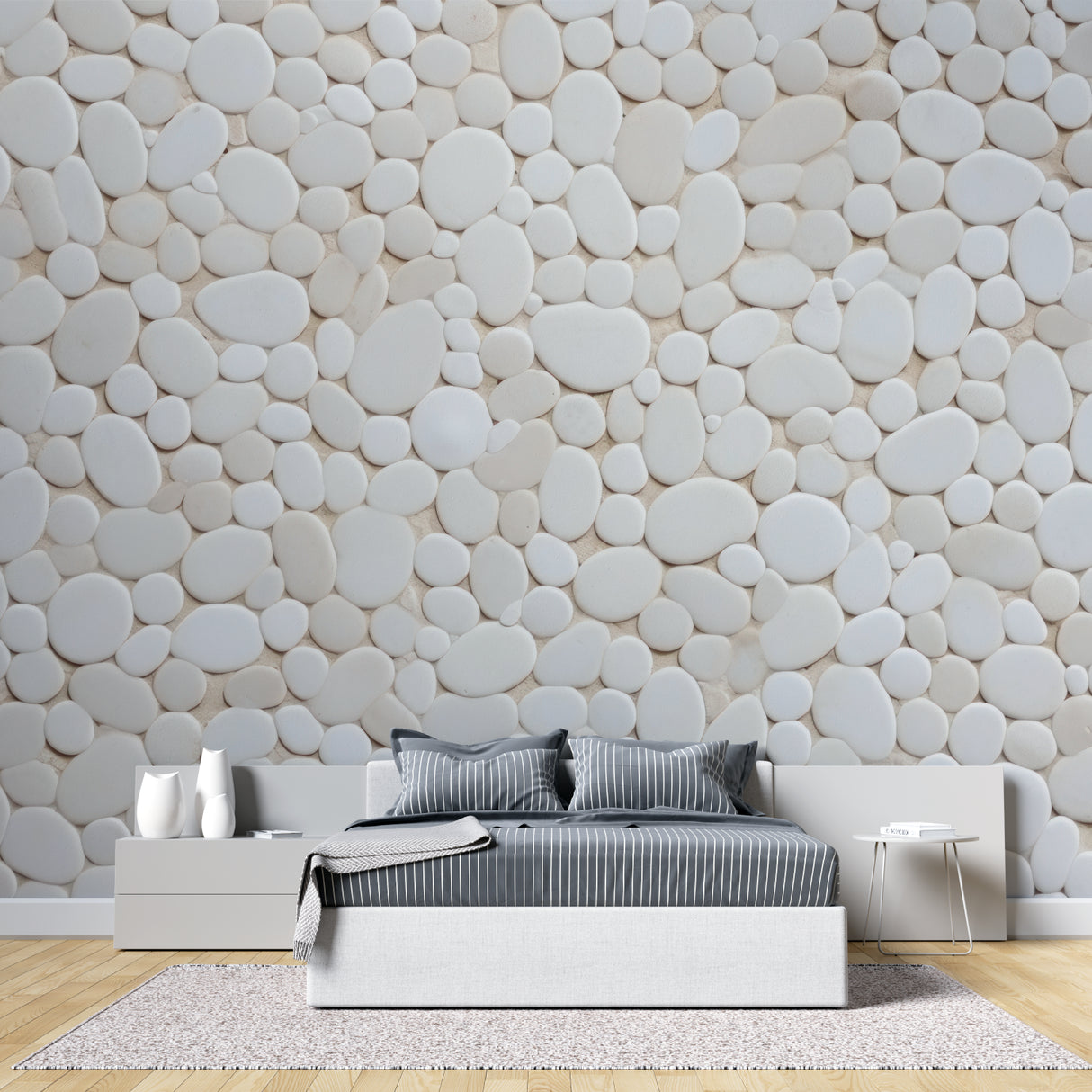 Textured pebble wallpaper enhancing a modern home office space