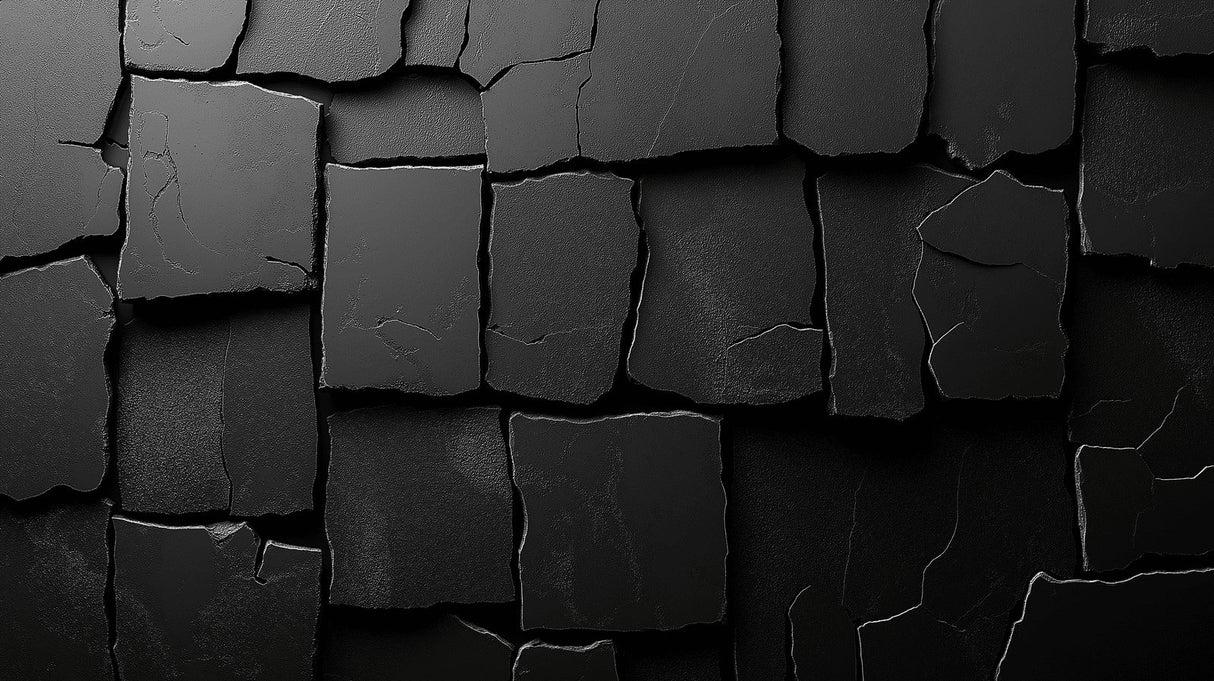 Black 3D stone wall pattern design file showing detailed texture and shadows